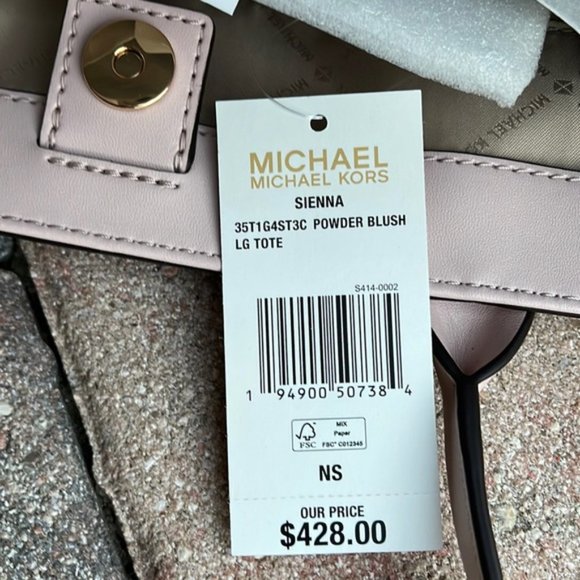 Michael Kors Sienna Large Tote Shoulder Bag Powder Blush Leather Canvas - Picture 8 of 16